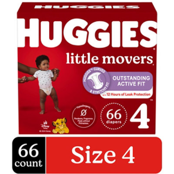 Huggies Little Movers Baby Diapers, Size 4 (22-37 lbs)