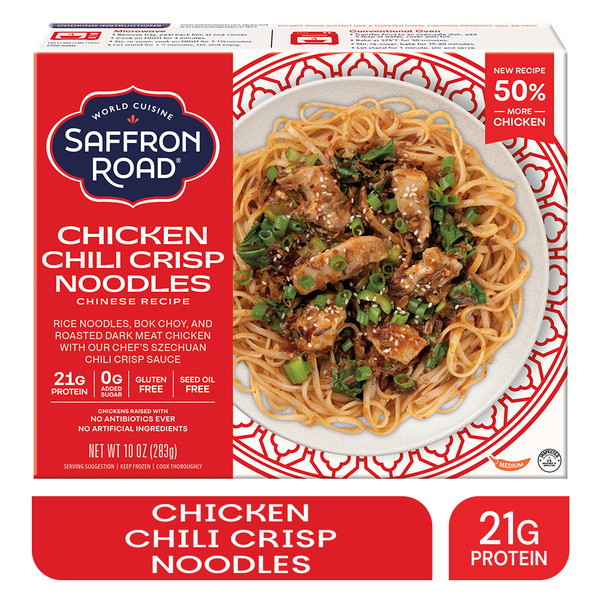 Saffron Road Chicken Chili Crisp, High Protein, Frozen Chinese Meal