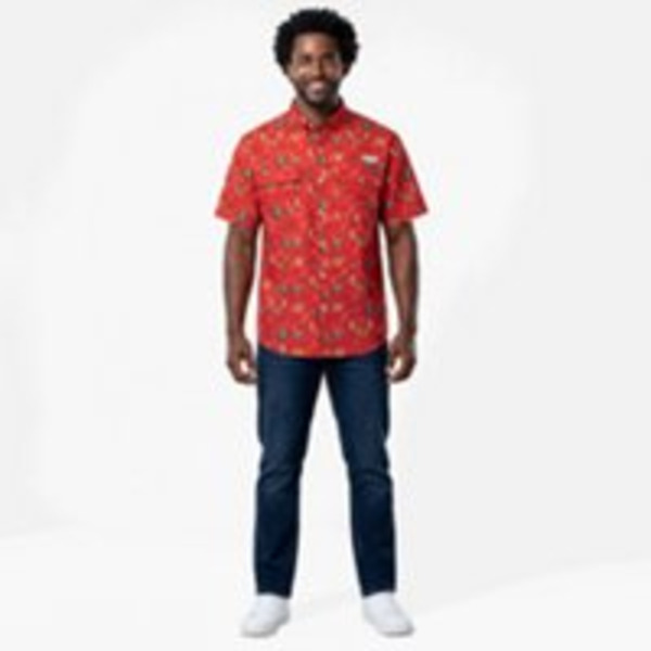 Magellan Outdoors Men's Laguna Madre Short Sleeve Fishing Shirt, Small - Bright Red 01