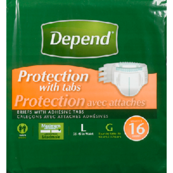 Depend Large Fitted Maximum Absorbency Protection Briefs With Adhesive ...