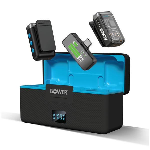 Bower Vox Z1 Dual Wireless Microphone With Charging Case - Black
