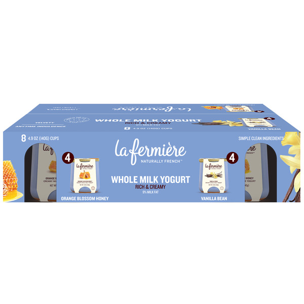 La Fermiere Whole Milk Yogurt, Rich & Creamy, 4.9 oz, 8-count Same