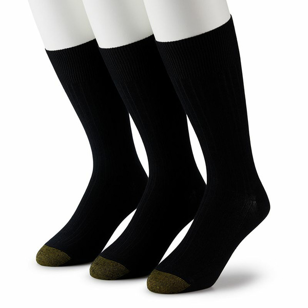 GOLDTOE Non Binding Rayon Crew Socks - Black