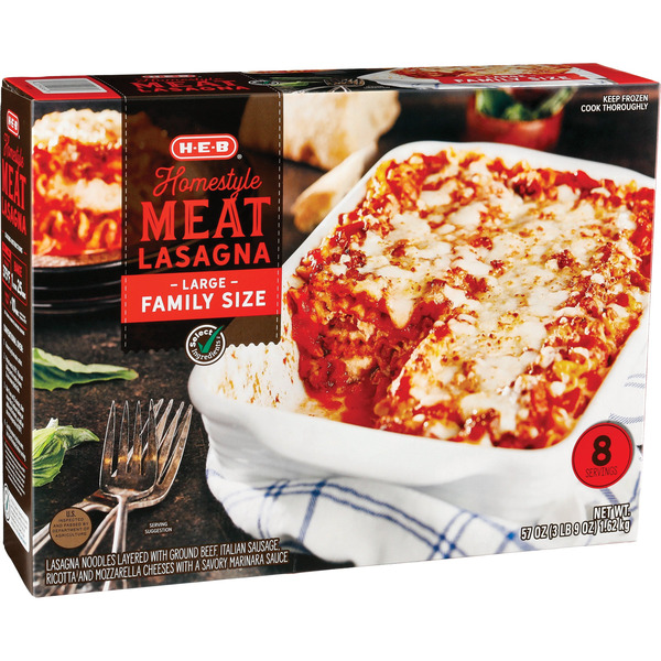 Select Ingredients H-E-B H-E-B Select Ingredients Homestyle Meat Lasagna Family Size Same ...