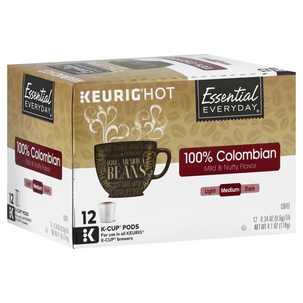 Essential Everyday Coffee, 100 Arabica, Medium, 100 Colombian, KCup