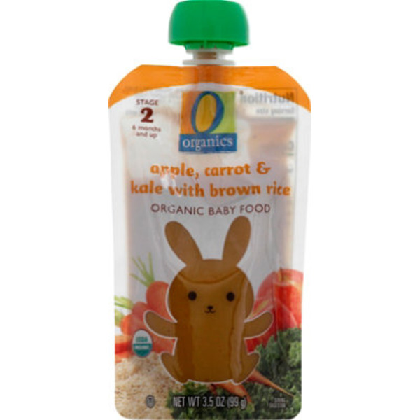 O Organics Baby Food, Organic, Apple, Carrot & Kale with Brown Rice, 2 (6 Months & Up)