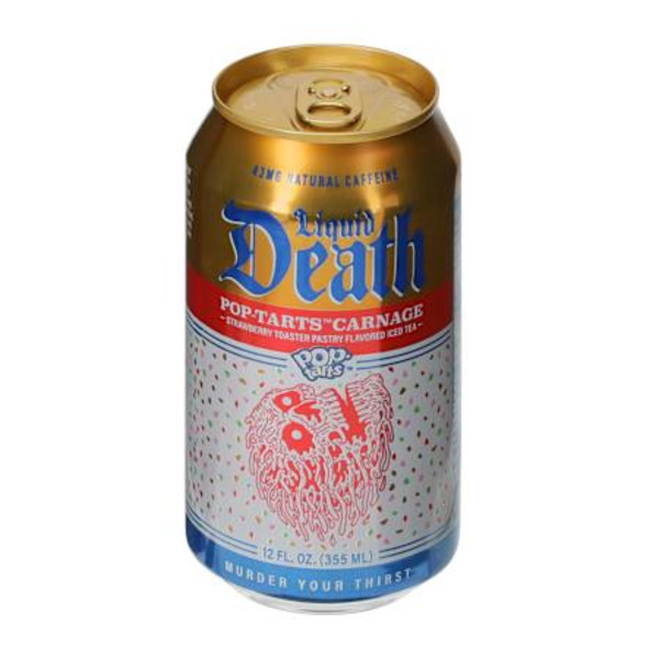Liquid Death Pop-Tarts Carnage Strawberry Toaster Pastry Flavored Iced Tea