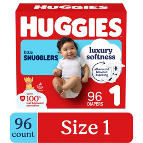 Huggies Little Snugglers Baby Diapers, Size 1 (8-14 lbs)
