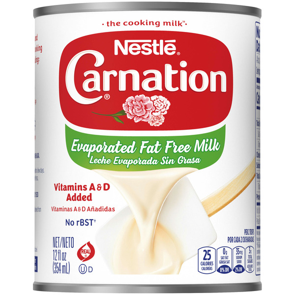 Carnation Nestle Fat Free Evaporated Milk Vitamins A and D Added