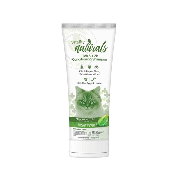 Vetality Naturals Flea & Tick Conditioning Shampoo for Cats Kills & Repels Fleas, Ticks & Mosquitoes