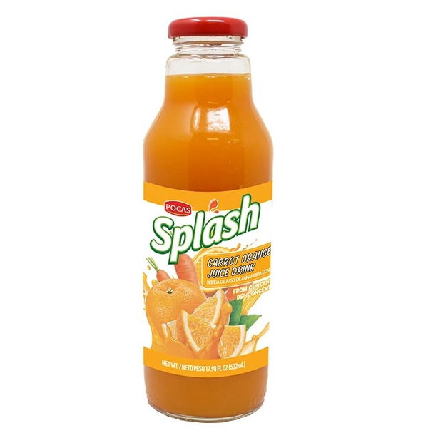 Pocas Splash Carrot Orange Juice, 532 mL, 12 Pk