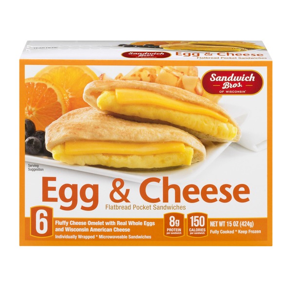 Sandwich Bros. of Wisconsin Flatbread Pocket Sandwiches Egg & Cheese 6 CT (15 oz) Instacart