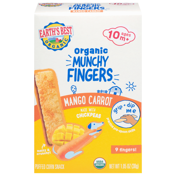 Earth's Best Organic 10 Ages M+ Mango Carrot Munchy Fingers