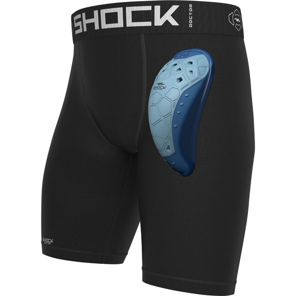 Shock Doctor Youth Core Compression Shorts with Bio-Flex 2.0 Cup, XL - Black