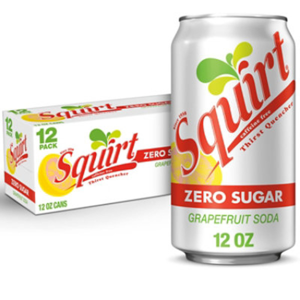 Squirt Soda, Zero Sugar, Grapefruit, 12 Pack