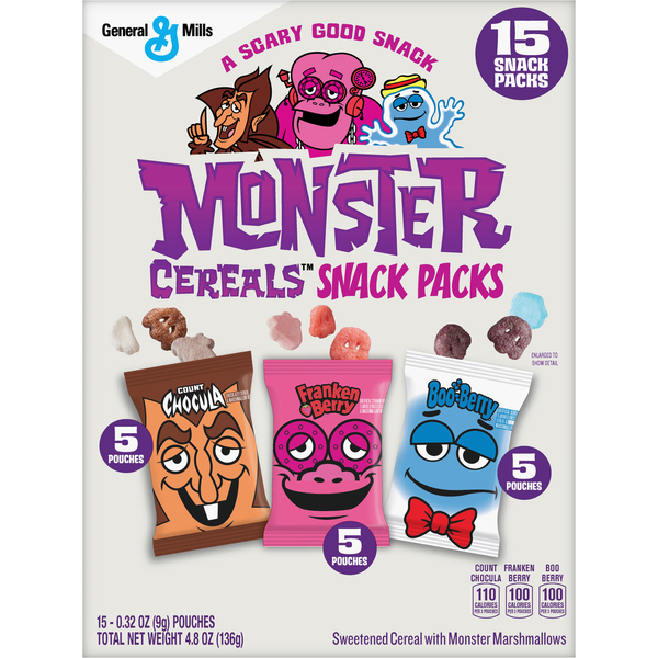 General Mills Cereals Snack Packs, Count Chocula/Franken Berry/Boo