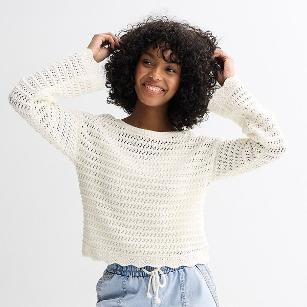 Juniors' SO® Openwork Boatneck Sweater, Adult Unisex, Size: Medium