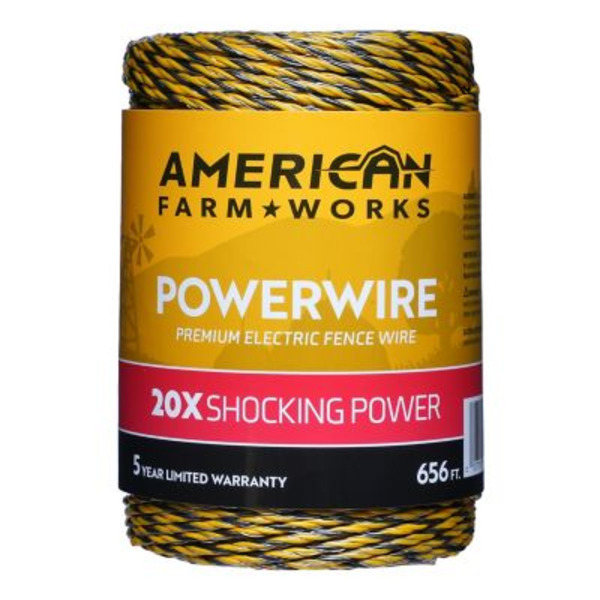 American Farm Works 656 ft. x 350 lb. PowerWire Premium Electric Fence Wire, Yellow