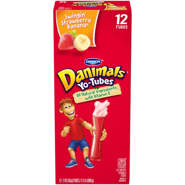 Danimals Low Fat Yogurt Tubes Swinging Strawberry Banana (2 oz) from
