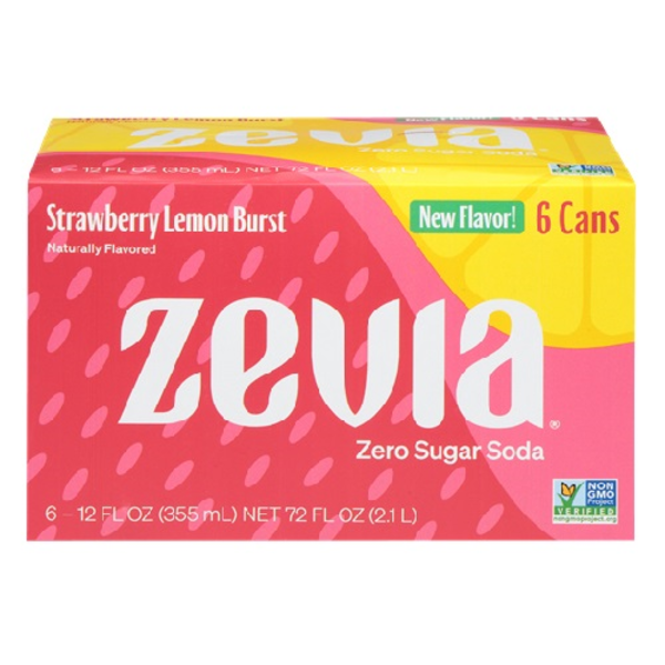 Zevia Strawberry Lemon Burst Soda 6 Pack Same-Day Delivery or