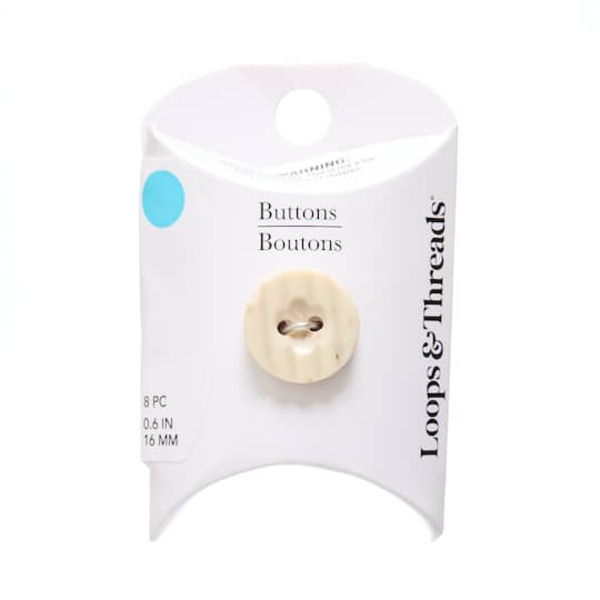 Loops & Threads Cream Ribbed Round Fashion Shirt Buttons