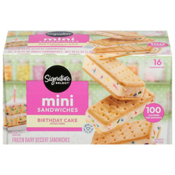 Signature SELECT Birthday Cake Frozen Dairy Dessert Mini Sandwiches