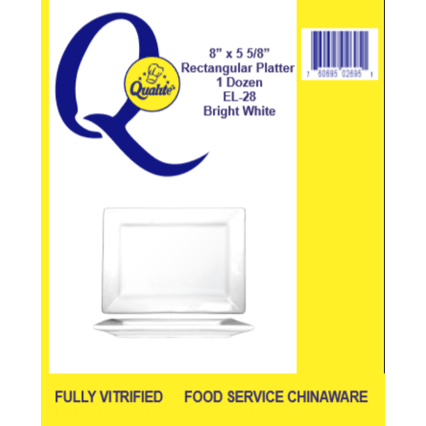 Qualite - 8"X5 5/8" White Rectangular Platter - 1 Dz