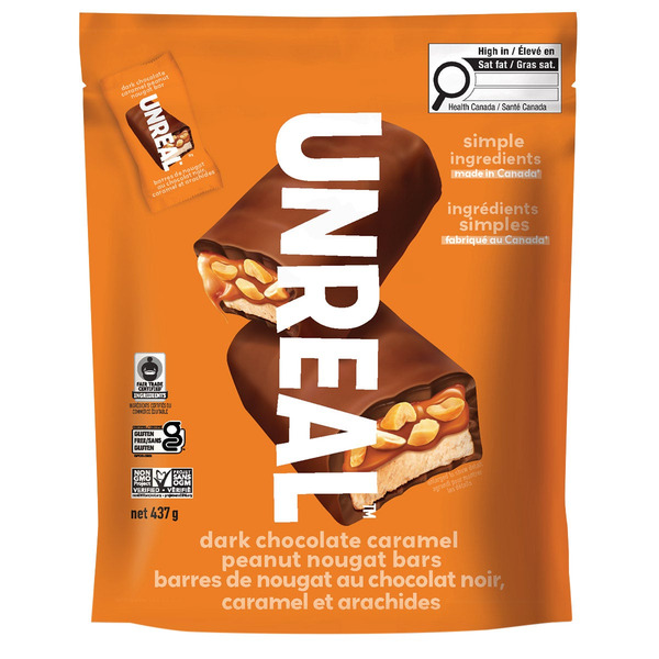 UNREAL Dark Chocolate Caramel Peanut Nougat Bars