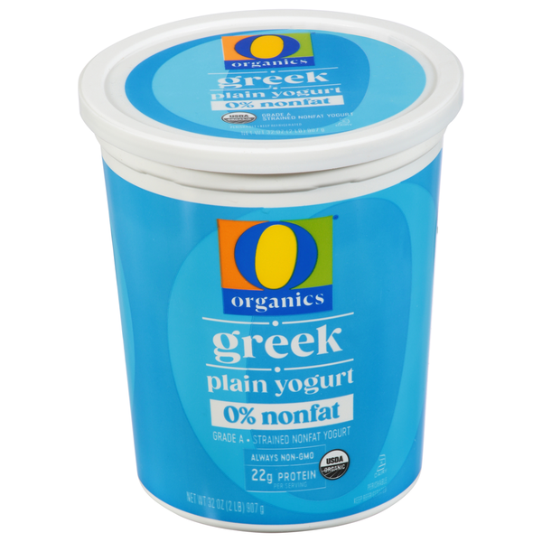 O Organics Yogurt, 0% Nonfat, Greek, Plain