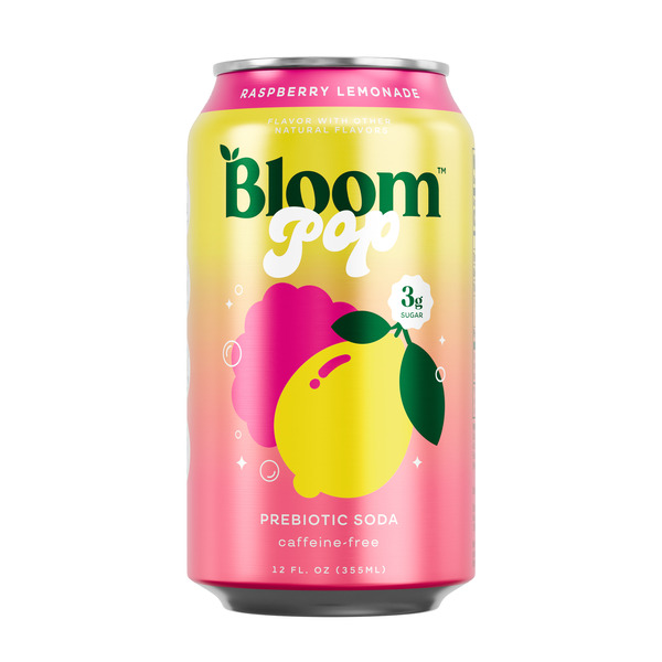Bloom Pop Raspberry Lemonade Prebiotic Soda Same-Day Delivery or