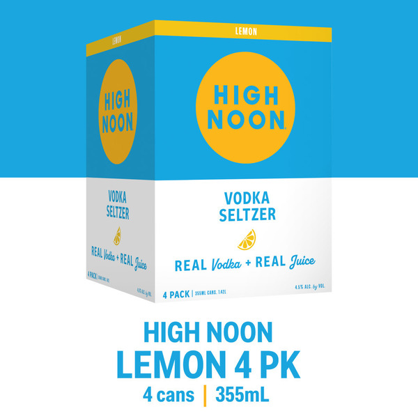 High Noon Lemon Vodka Hard Seltzer Can 4 Pack Same-Day Delivery or