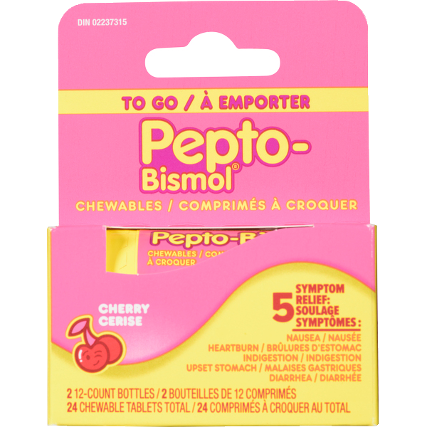 Pepto-Bismol To Go Cherry Chewtab Twin Same-Day Delivery | Rexall
