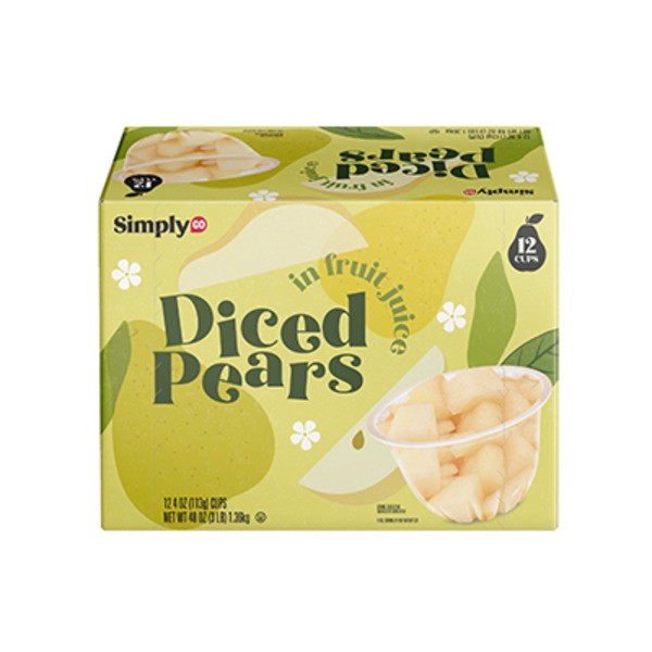 SimplyGO Diced Fruit Cups Pears