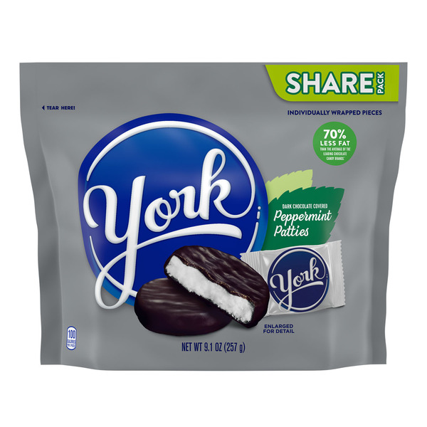 YORK Dark Chocolate Peppermint Patties, Candy Share Pack, 9.1 oz