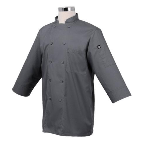 Morocco Chef Coat, double-breasted, 3/4 sleeves, gray, XL
