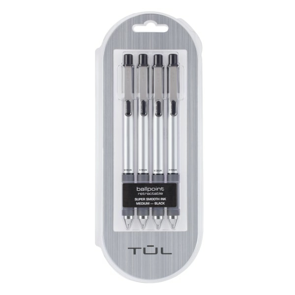 Tul Medium Point BP3 Retractable Ballpoint Pens With Silver Barrel & Black Ink