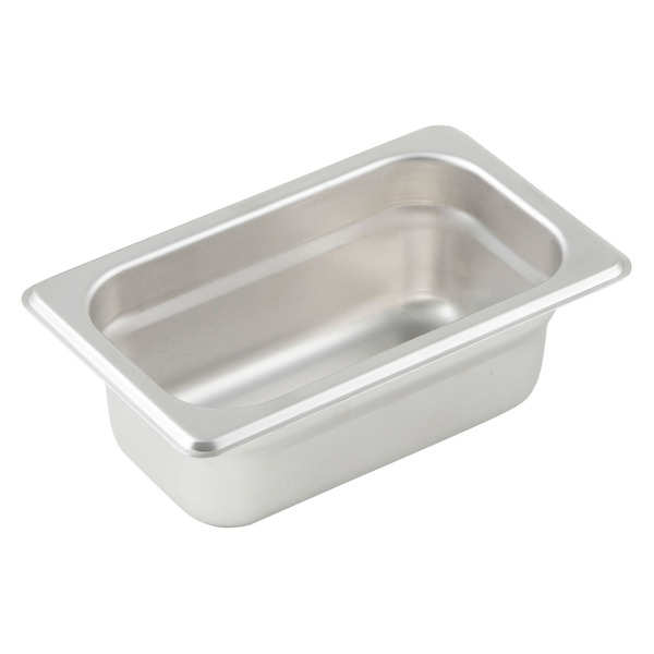 Winco - Anti-jam Steam Pan, 1/9 Size, 2-1/2" deep, 25 Gauge, Stainless Steel, 6.94" x 4.25" x 2.5" - 1 Ct.