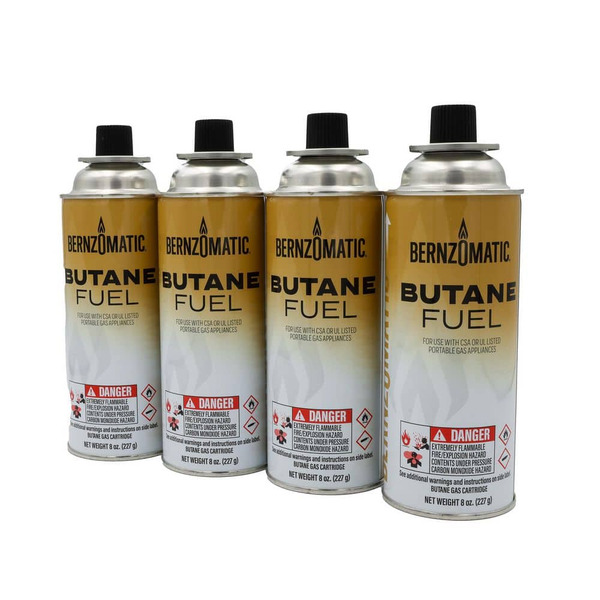 Bernzomatic 8 Oz. Butane Fuel Cartridge (4-pack) With Universal Tip