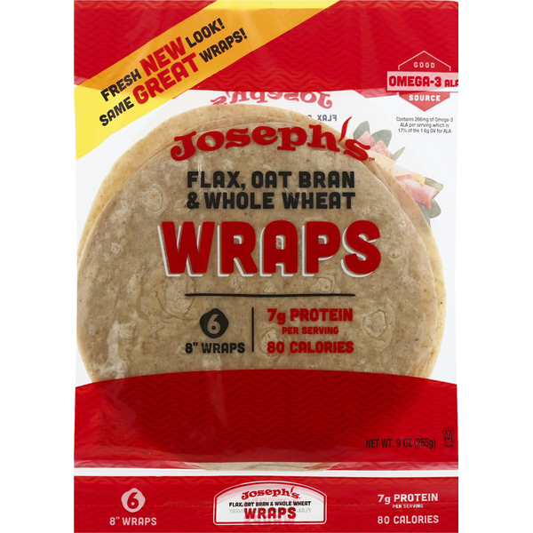 Josephs Wraps, Flax, Oat Bran & Whole Wheat, 8 Inch (6 each) Instacart
