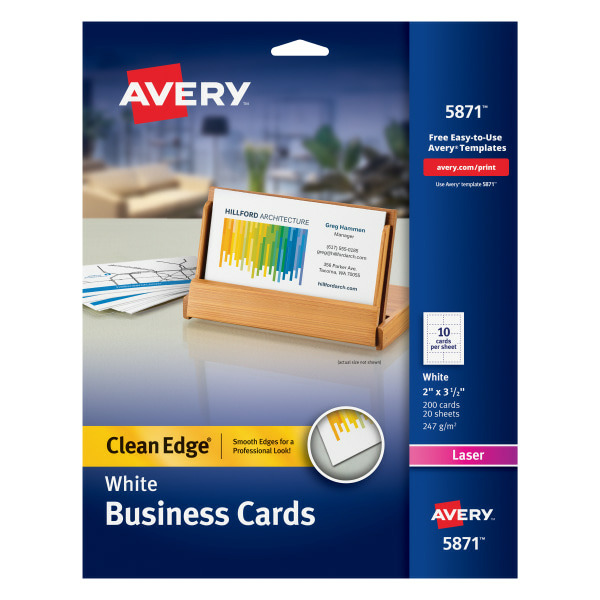 Avery 5871 2" x 3.5" White Printable Laser Business Cards