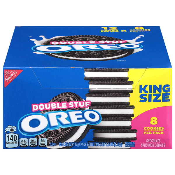 OREO Sandwich Cookies, King Size - 4.15oz/8ct