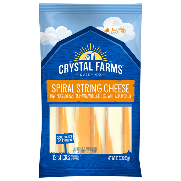 Crystal Farms Cheese Sticks, Spiral String, Part-Skim, Mozzarella