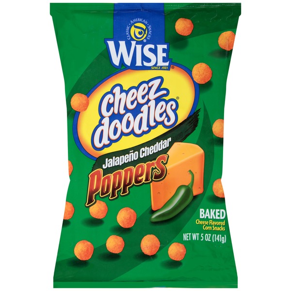 Wise Cheez Doodles Jalapeno Cheddar Poppers Baked Cheese Flavored Corn