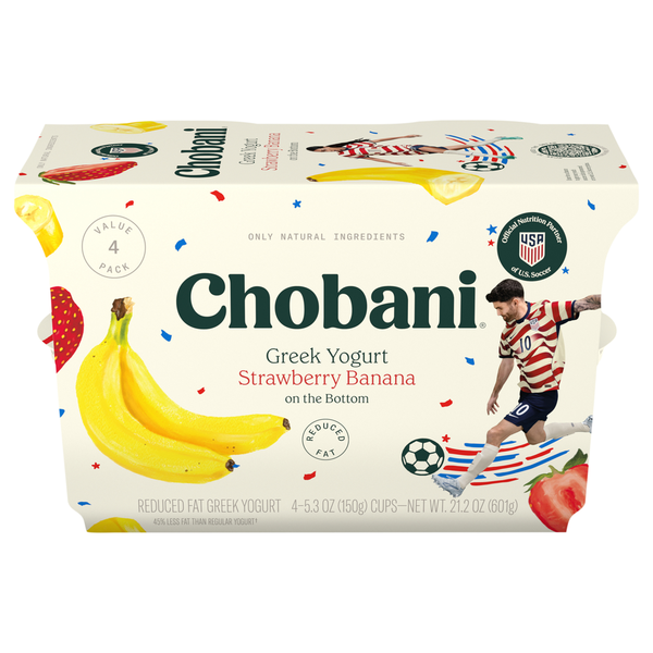 Chobani Reduced Fat Greek Strawberry Banana on the Bottom Yogurt Value Pack