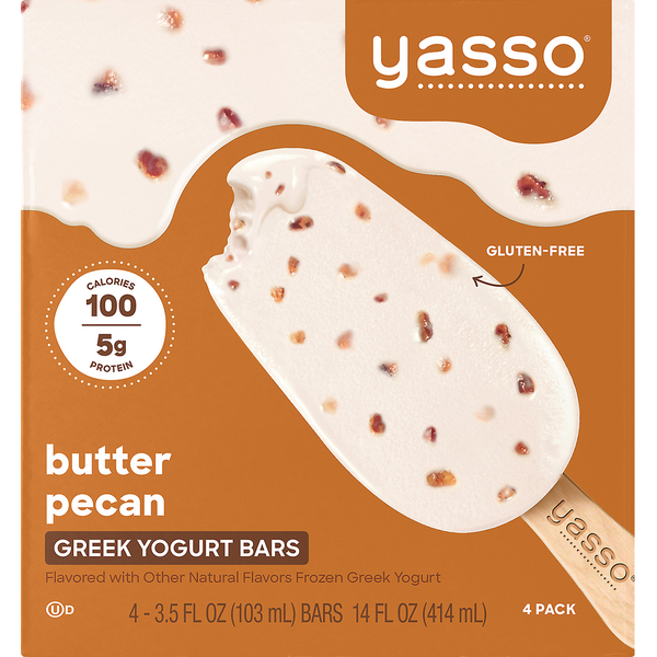 Yasso Yogurt Bars, Greek, Butter Pecan, 4 Pack Same-Day Delivery