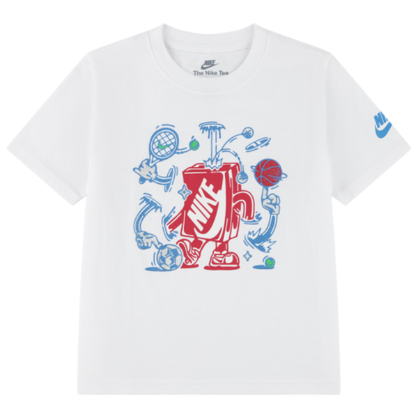 Nike Boys' Preschool Boxy T-Shirt, Size 4 - White/Red