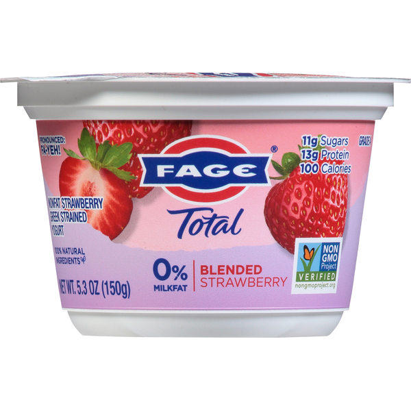 FAGE Yogurt, Greek, Nonfat, Blended Strawberry, Strained