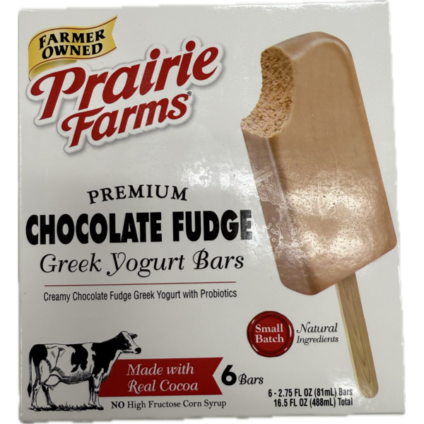Prairie Farms Premium Chocolate Fudge Greek Yogurt Bars Same-Day