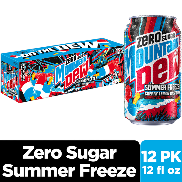 Mountain Dew Zero Sugar Soda Summer Freeze 12 Fl Oz, 12 Count Same