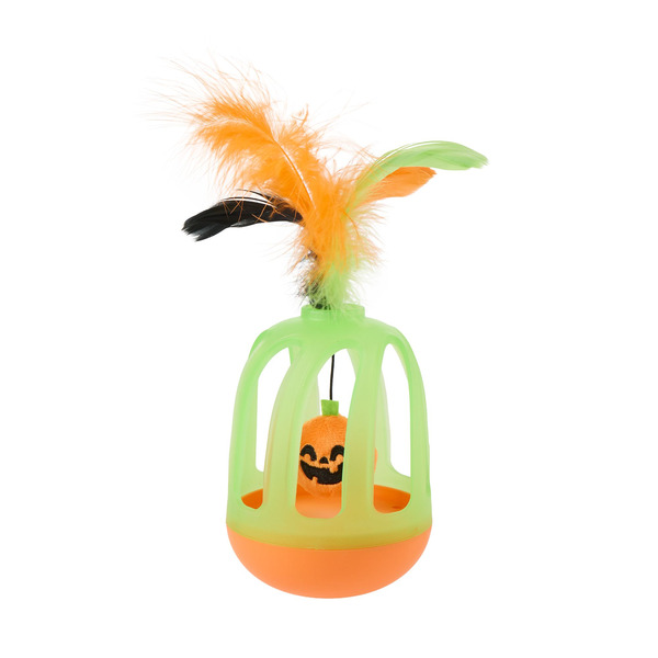 Thrills & Chills Halloween Pumpkin Wobble Cat Toy - Green
